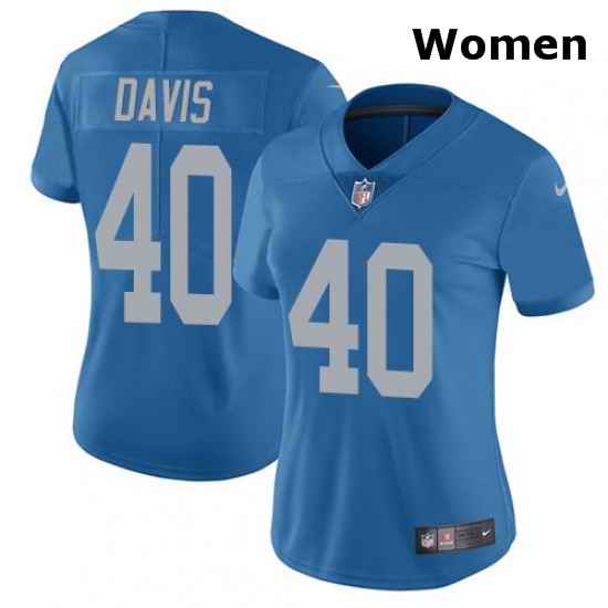 Womens Nike Detroit Lions 40 Jarrad Davis Limited Blue Alternate Vapor Untouchable NFL Jersey